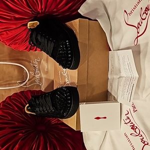 Christian Louboutin Sneakers - Spikes - Black Suede - Size 37.5